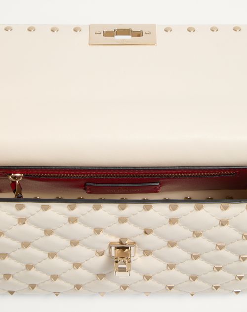 Valentino Garavani - Medium Nappa Rockstud Spike Bag - Light Ivory - Woman - Shoulder Bags